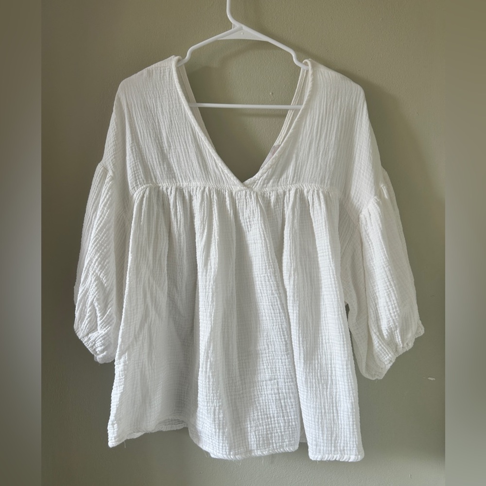 Ces Femme White Textured Blouse